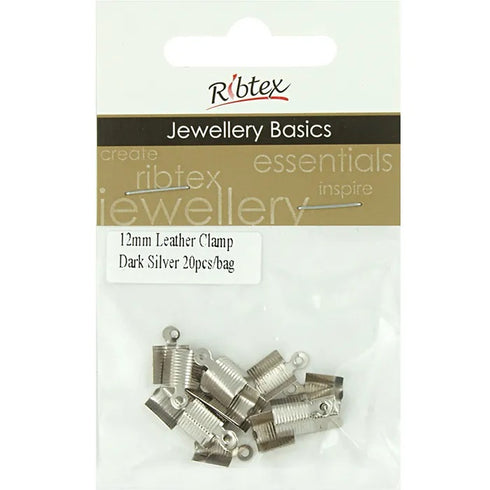 12mm Dark Silver Colour Metal Alloy Leather Clamps